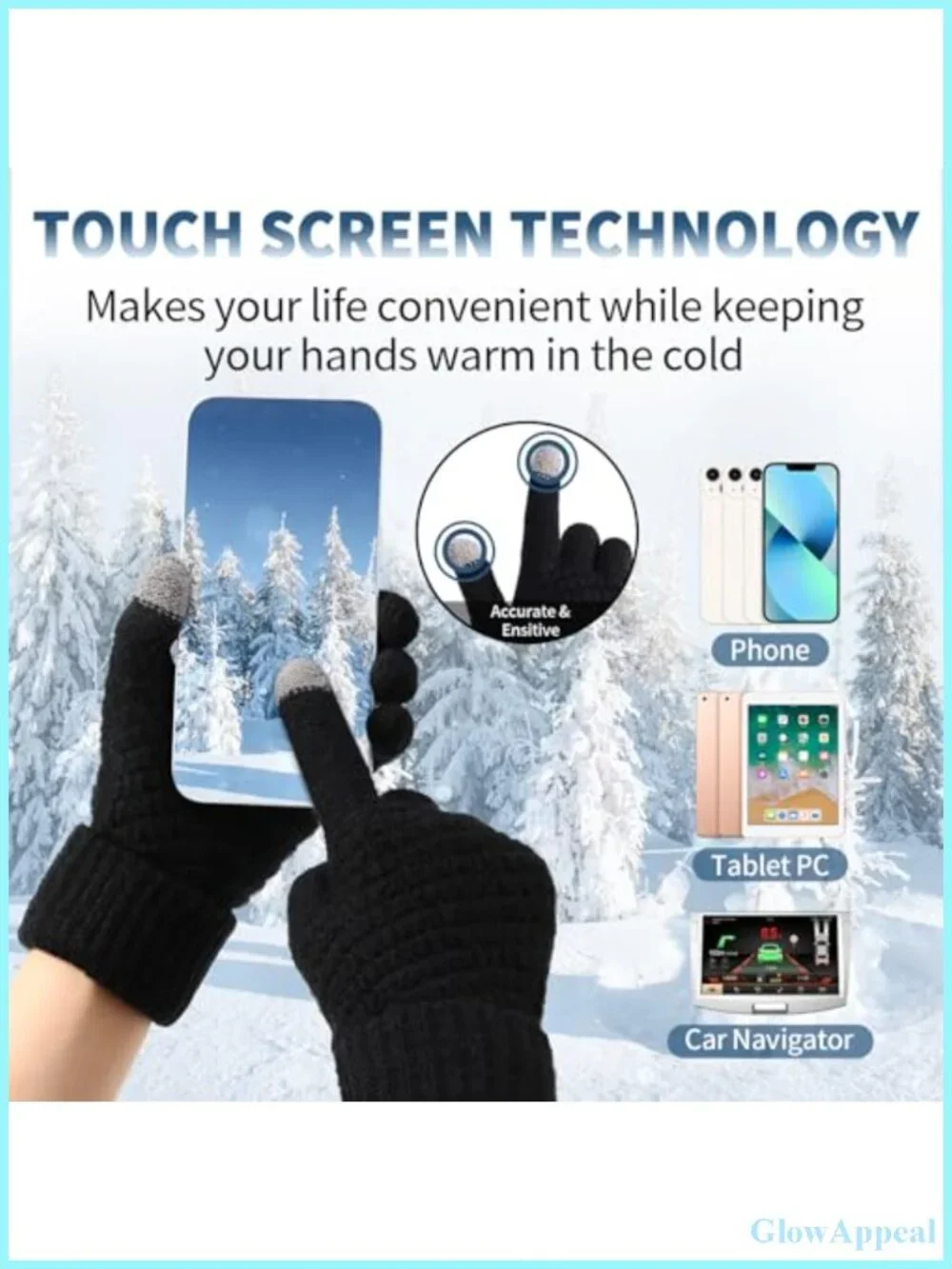4 Pairs Touchscreen Knit Gloves for Women Winter Cold Weather with Fleece Lining